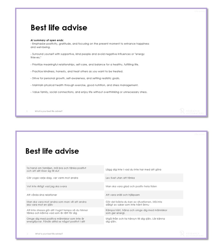 Verbatim / open-ends slides
